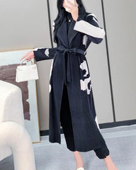 Luxury Plisse Belted Duster Coat
