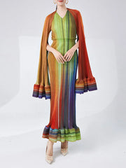 Designer Pleated Shawl Sleeveless Dress