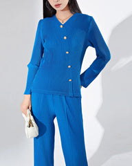Premium Plissé 2-Piece Trousers Set