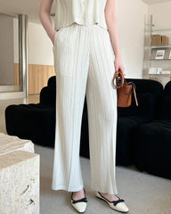 Fluid Pleat Wide-Leg Pants