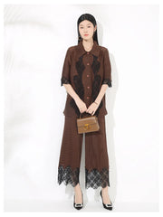 Luxury Petite Pleated Lace Pant Set