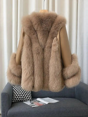 Genuine Fox Fur & Leather Jacket