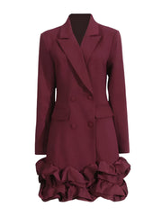 Elegant Ruffle Hem Blazer Dress