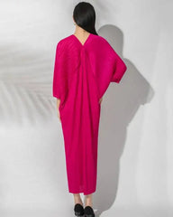 Pleated Batwing-Sleeve Dress