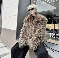 Men's Cozy Faux Fur Coat – Warm Luxury Streetwear