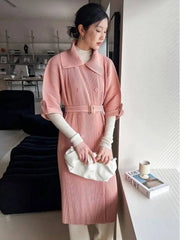Luxury Pleated Belted Trench Coat