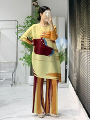 Luxury Plissé Tunic & Wide-Leg Pant