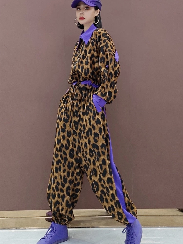 New Elegant Chic Leopard High Waist Jumpsuit