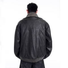 Men's Luxury Streetwear Faux Leather & Fur Jacket