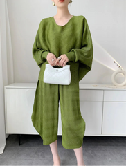 Flowing Plissé Tunic & Pants Set