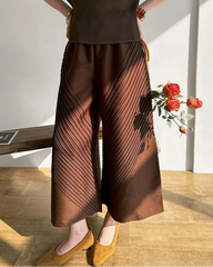 Luxe Plissé Wide-Leg Pants