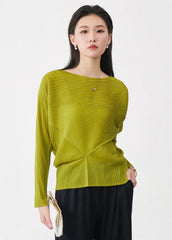 Plissé Pleated Knit Asymmetric Top