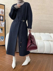 Luxury Wool-Blend Scarf Coat