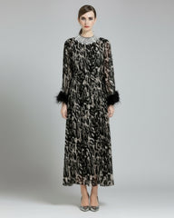 Luxury Animal Print Pleated Dress