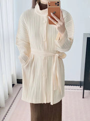 Luxury Plisse Mid-Length Jacket