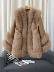 Fox Fur Leather Coat Women's