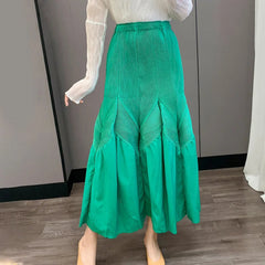 Elegant Pleated Two-Tone Skirt