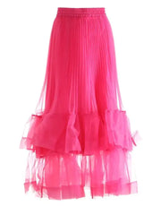 Couture Pleated Tulle Ruffle Skirt