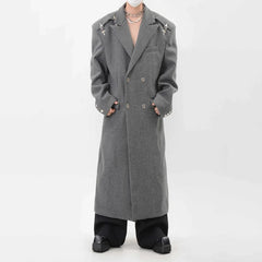 High-End Men's Wool Blend Topcoat - Full Length