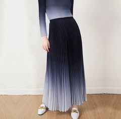 High-Waisted Plissé Wide-Leg Pants