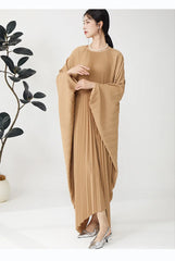 Luxury Designer Pleated Maxi Kaftan Dress