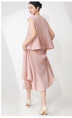 Pleated Sleeveless Top & Skirt Set