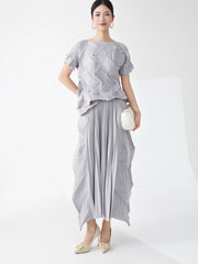 Ikebana Pleated Geometric Top and Skirt