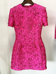 Designer Floral Sequin & Embroidered Mini Dress