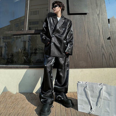 Men's Oversized Satin Blazer & Pants Suit Set