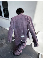 Men's 2-Piece Retro Bleached Jeans & Jacket Set