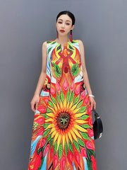 Elegant Versatile Sleeveless Sunflower Dress