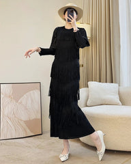 Luxury Tassels Plissé Dress