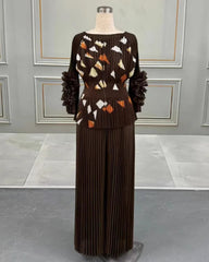 2-Piece Plissé Palazzo Set