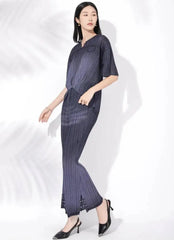 Ombre Denim Plisse Pants Set