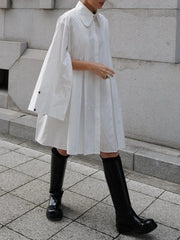 HEYFANCYSTYLE Baggy Pleated Blouse Mini Dress