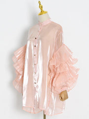 HEYFANCYSTYLE Luxurious Ruffle Sheer Blouse