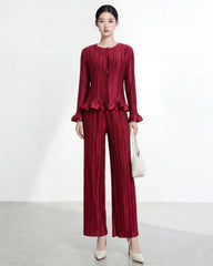 Elegant Pleated Pant & Top Set