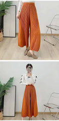 Plissé Pleated Wide-Leg Trousers