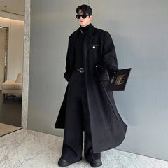 Men's Luxury Long Length Wool Trench Coat