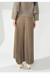 Luxe High-Waisted Plissé Pleated Trousers