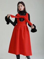 Josephine Midi Elegance Oversized Bow Dress