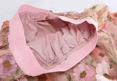 Luxury Floral Stretchy-Waist Skirt