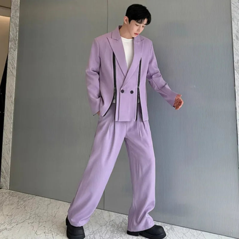 Men's Bold Lavender Oversized Blazer & Loose Fit Trousers