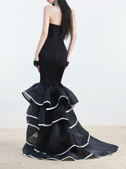 Luxe Strapless Ruffled Mermaid Dress