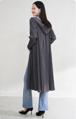 Luxury Hooded Pleated Coat