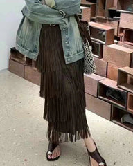 Luxury Tassel Midi Skirt