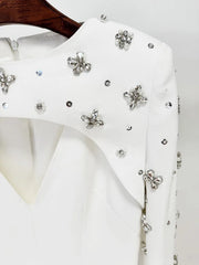 Luxury Formal Crystal Cape Dress