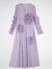 Pleated 3D Ruffle Floral Dress