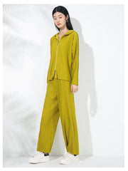 Couture Plissé Pleated Hoodie & Flared Trousers