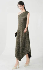 One-Shoulder Pleated Dress